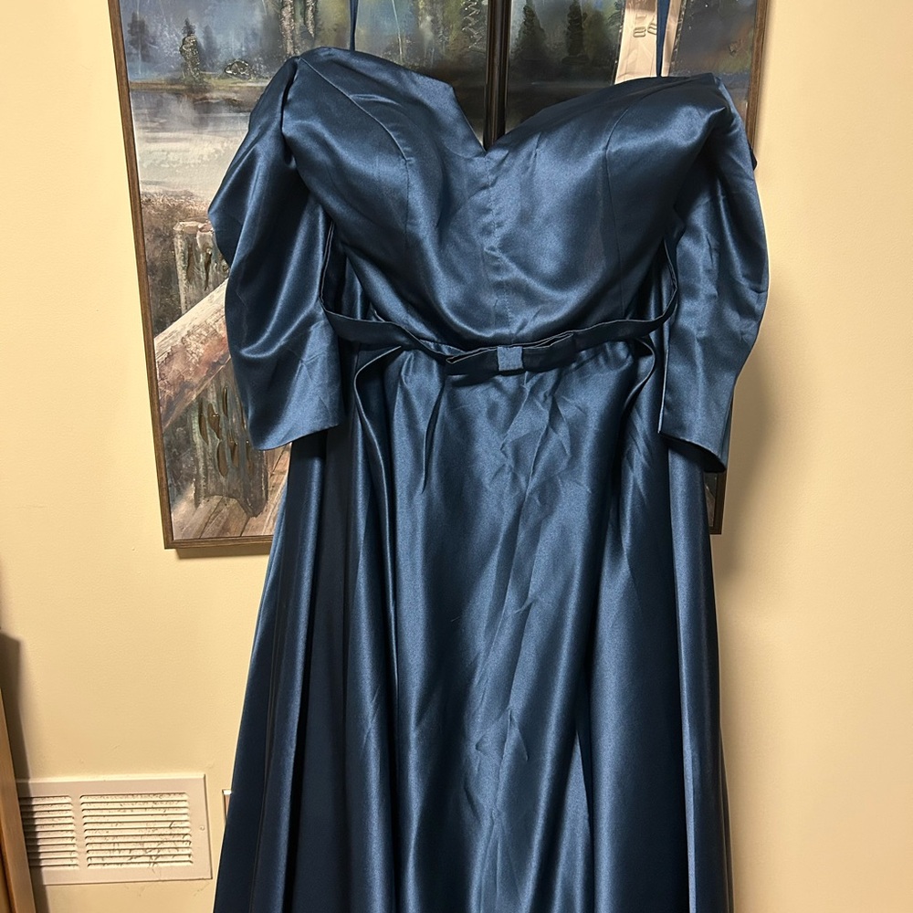 Elegant Blue Maxi Dress off shoulder Prom Gala Bridesmaid